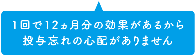 1回で12ヵ月分の効果があるから
投与忘れの心配がありません